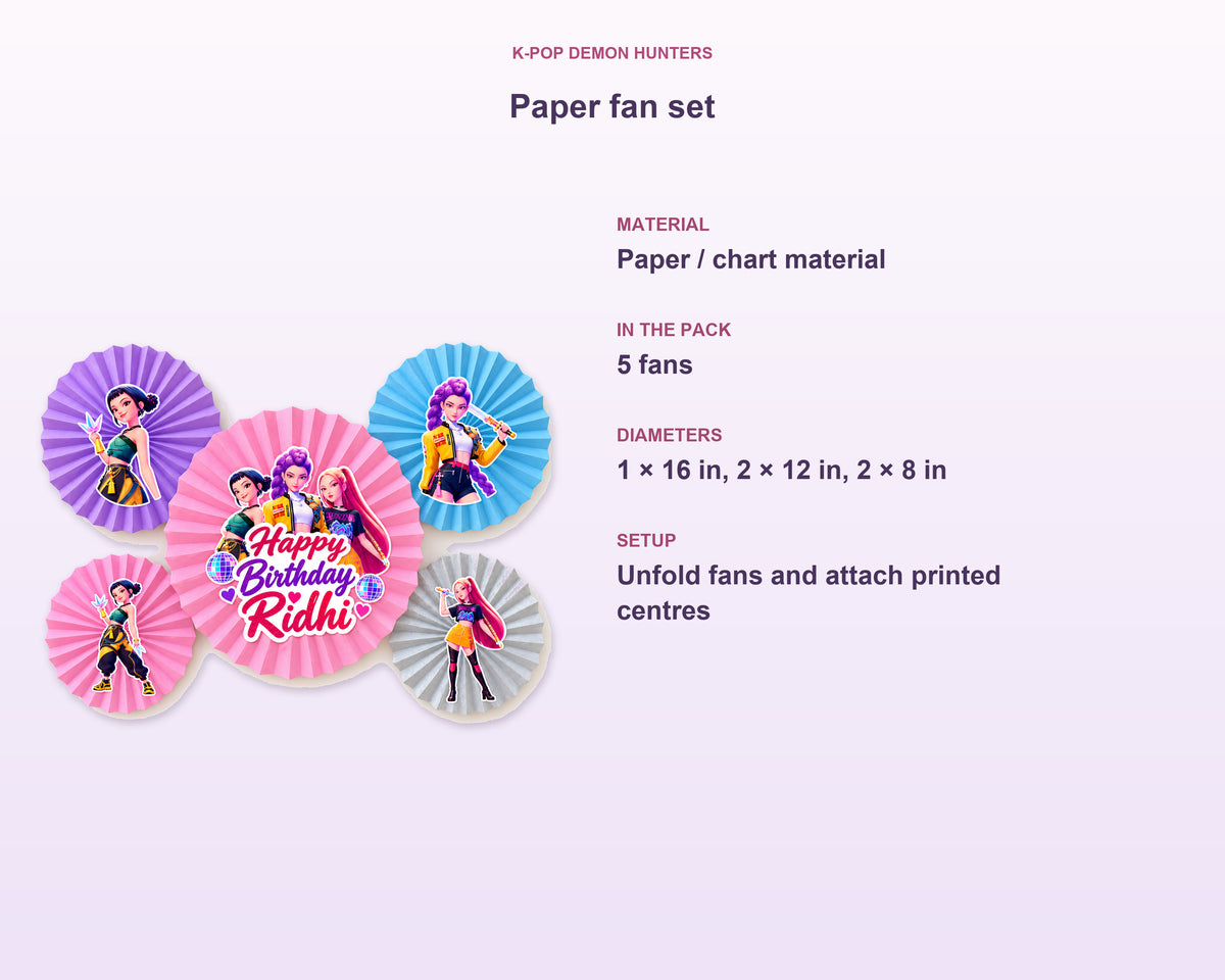 K-Pop Demon Hunters Theme Paper Fan - product details