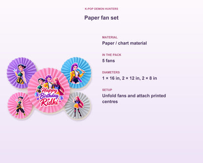 K-Pop Demon Hunters Theme Paper Fan - product details