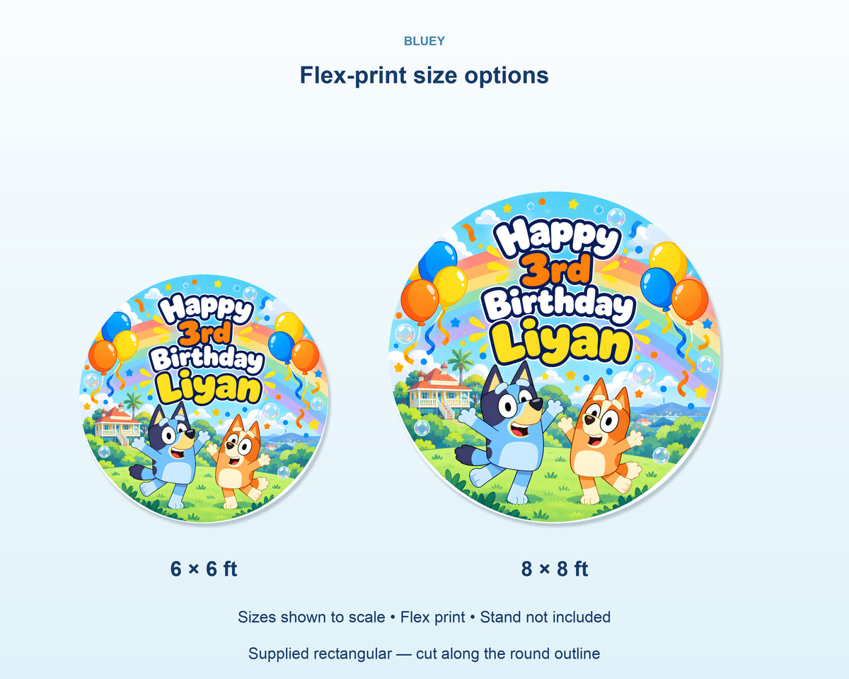 Bluey Theme Personalized Round Backdrop - product details
