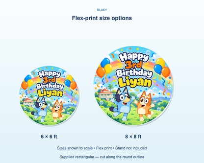 Bluey Theme Personalized Round Backdrop - product details
