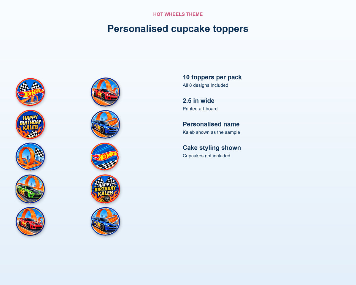 Hot Wheels Theme Customized Cup Cake Topper - product details