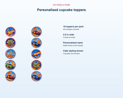 Hot Wheels Theme Customized Cup Cake Topper - product details