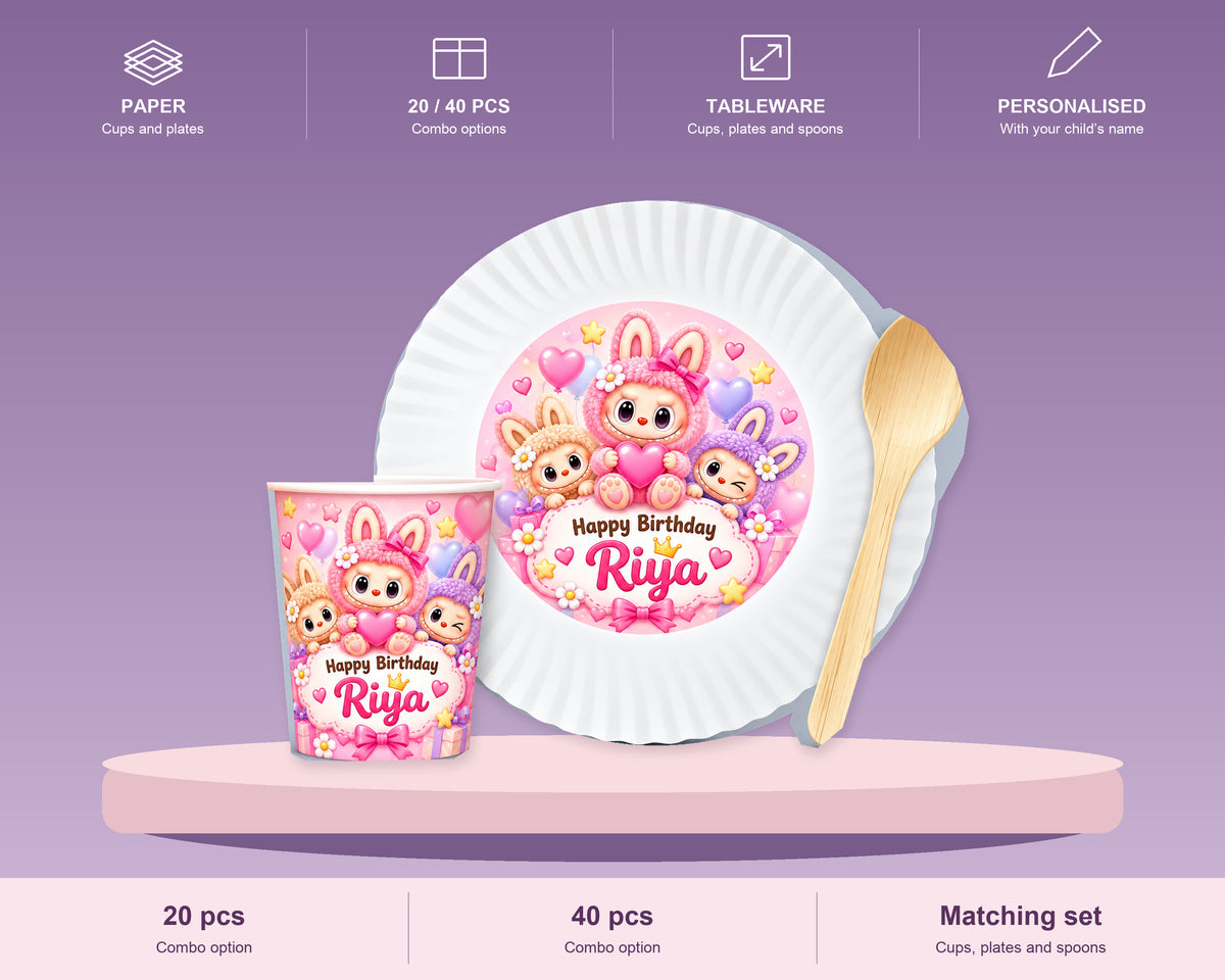 Labubu Theme Party Cups and Plates Combo - product details