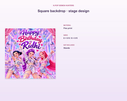 K-Pop Demon Hunters Theme Personalized Square Backdrop - Stage Design - product details