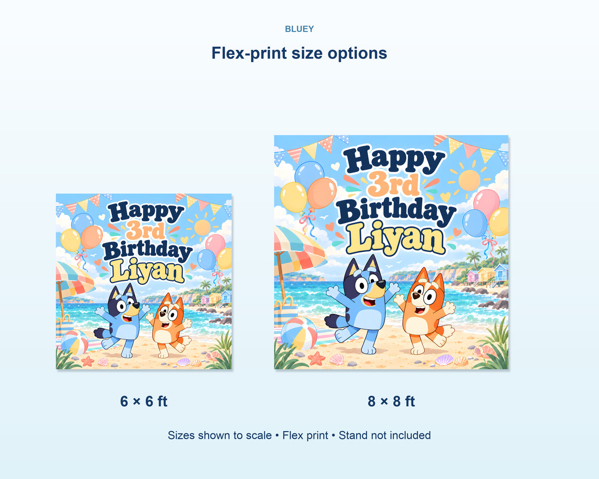 Bluey Theme Personalized Square Backdrop - product details