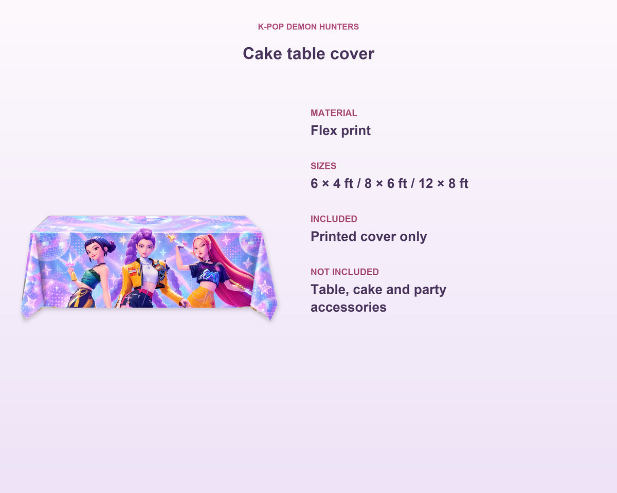 K-Pop Demon Hunters Theme Cake Table Cover - product details