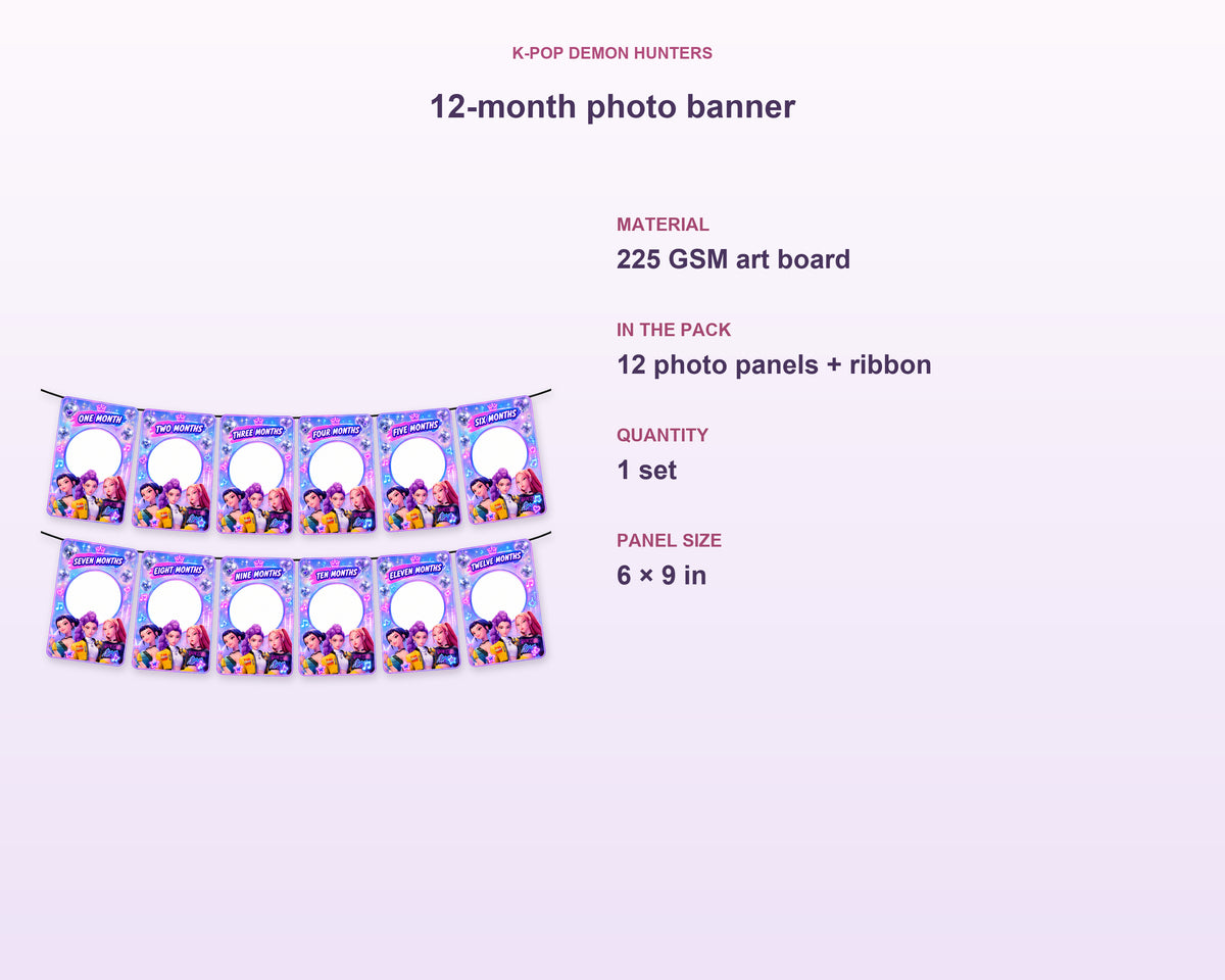 K-Pop Demon Hunters Theme 12 Months Photo Banner - product details