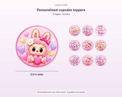 Labubu Theme Cup Cake Topper - size and details