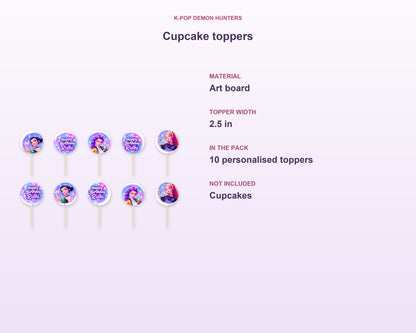 K-Pop Demon Hunters Theme Cup Cake Topper - product details