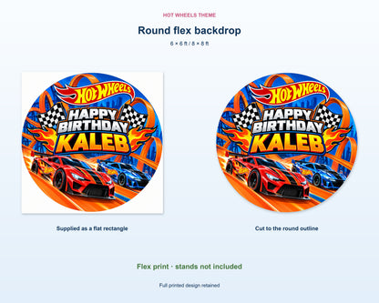 Hot Wheels Theme Personalized Round Backdrop - product details