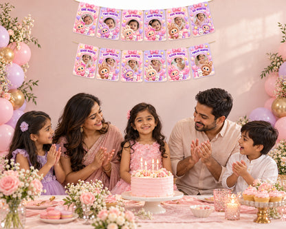 Labubu Theme 12 Months Photo Banner - at the party