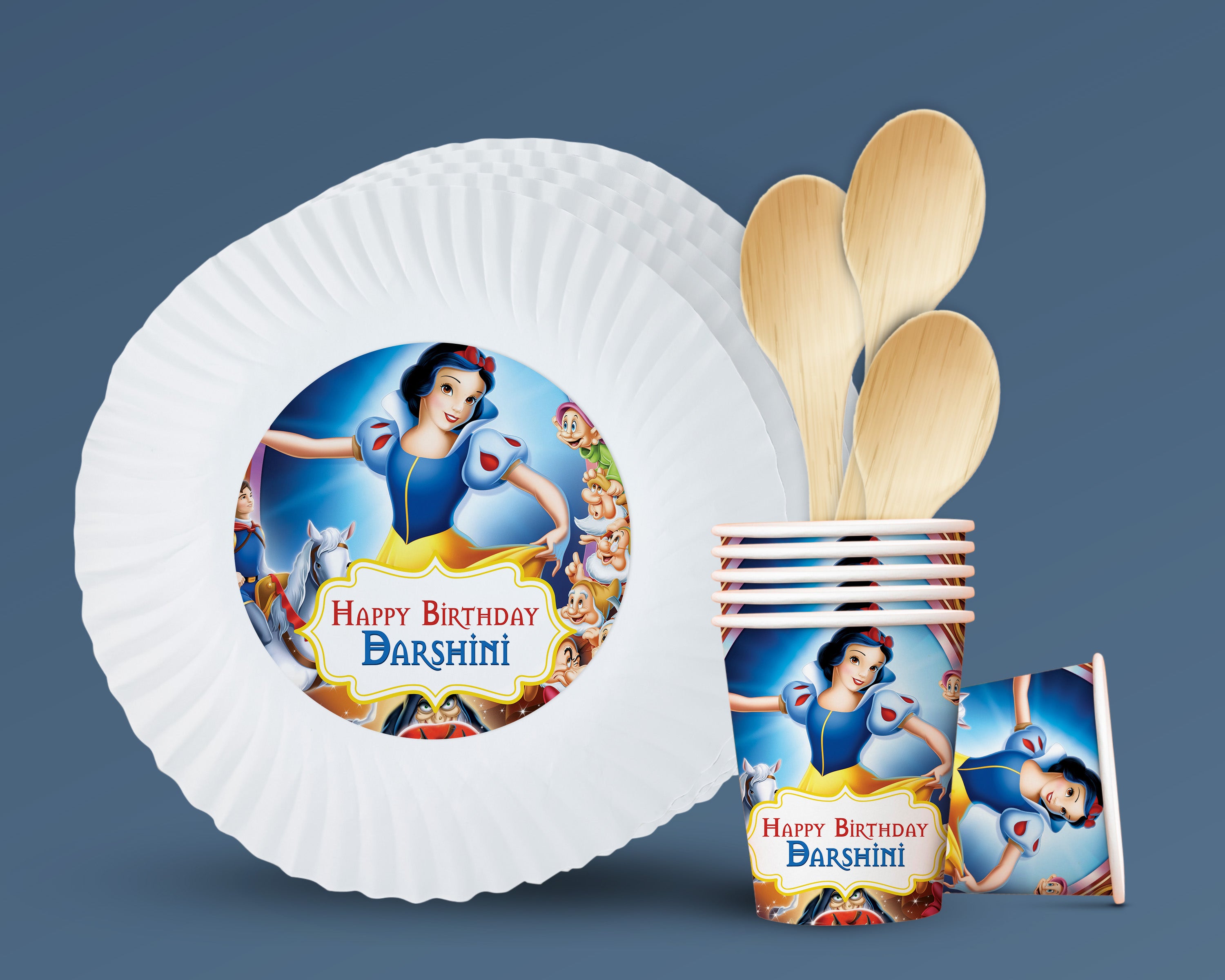 Snow and White Theme Party Cups and Plates Combo