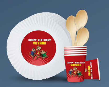 PSI Alvin and Chipmunks Theme Party Cups and Plates Combo