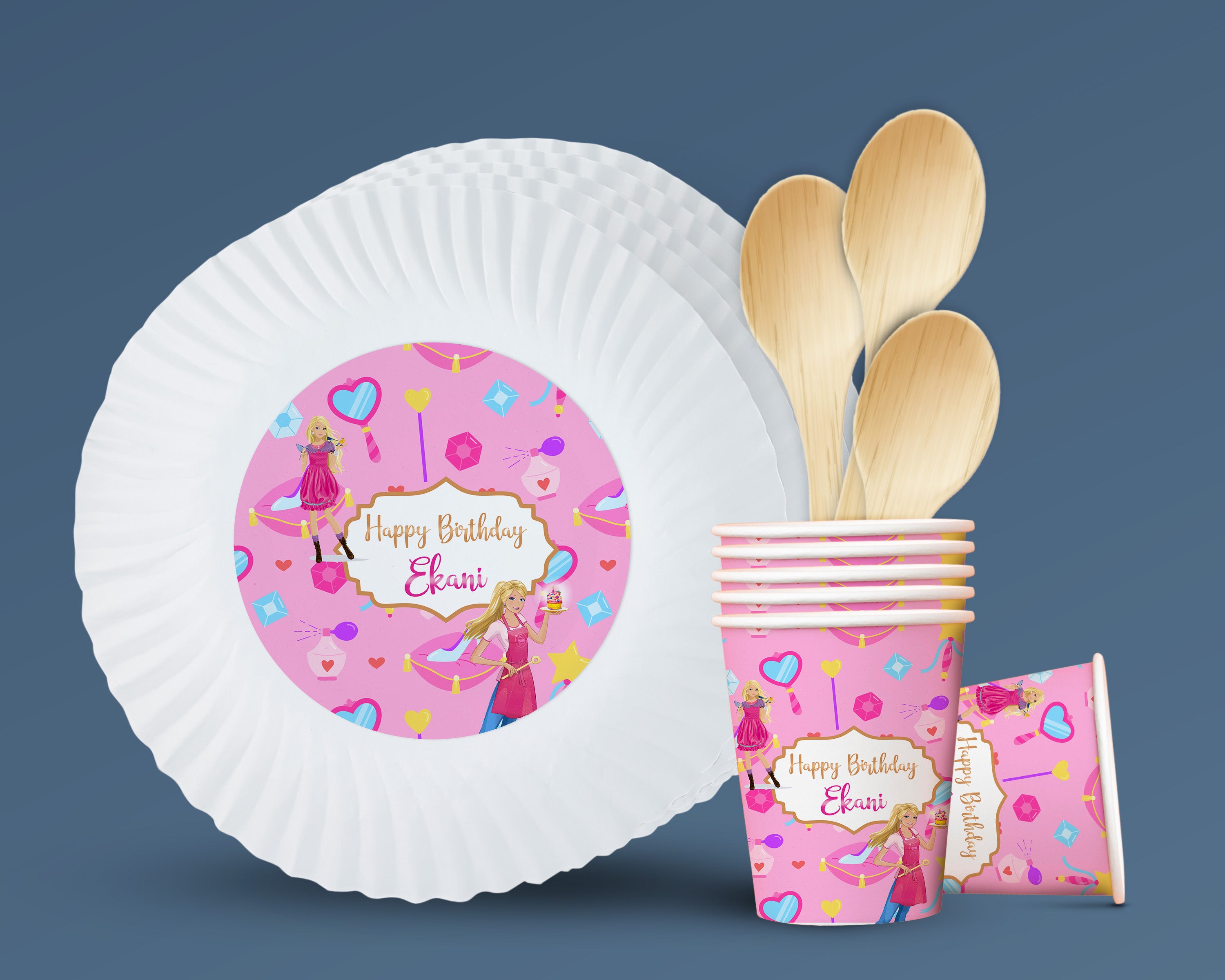 PSI Barbie Theme Party Cups and Plates Combo