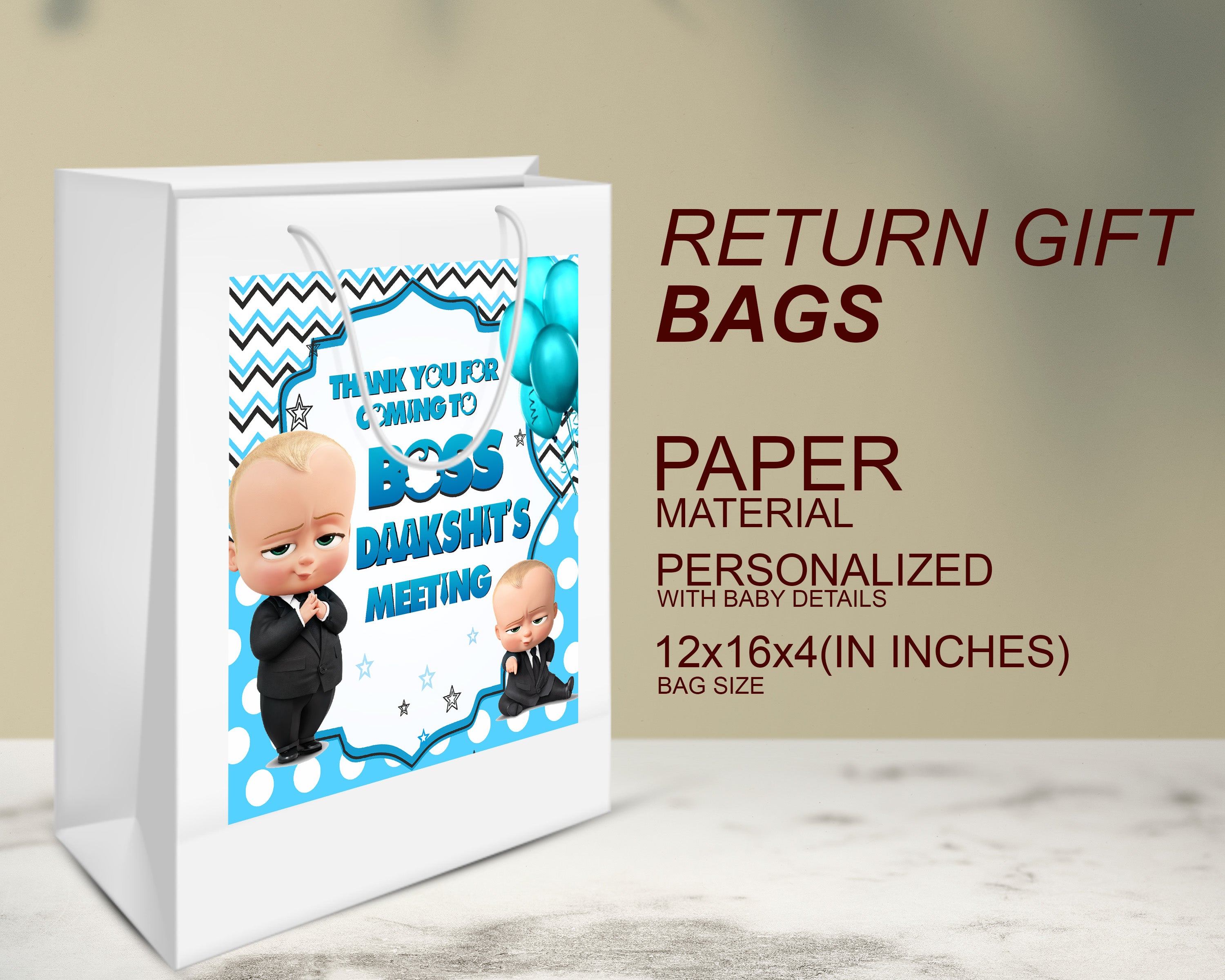 Boss Baby Theme Oversized Return Gift Bag