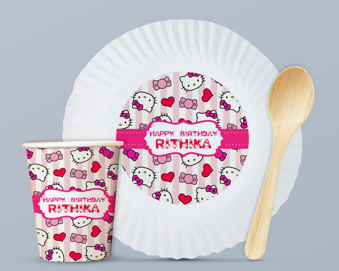 Hello Kitty Theme Party Cups and Plates Combo