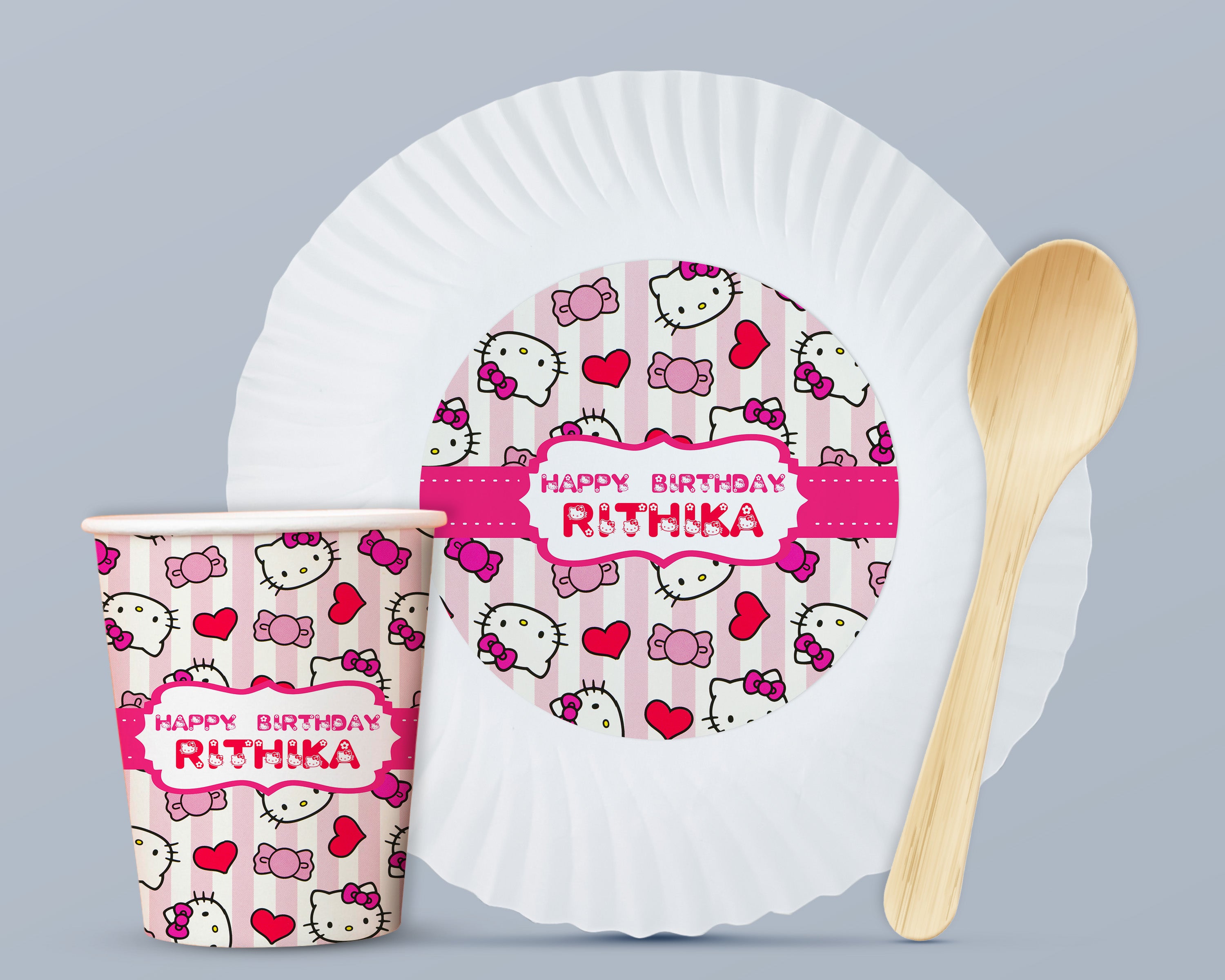 Hello Kitty Theme Party Cups and Plates Combo