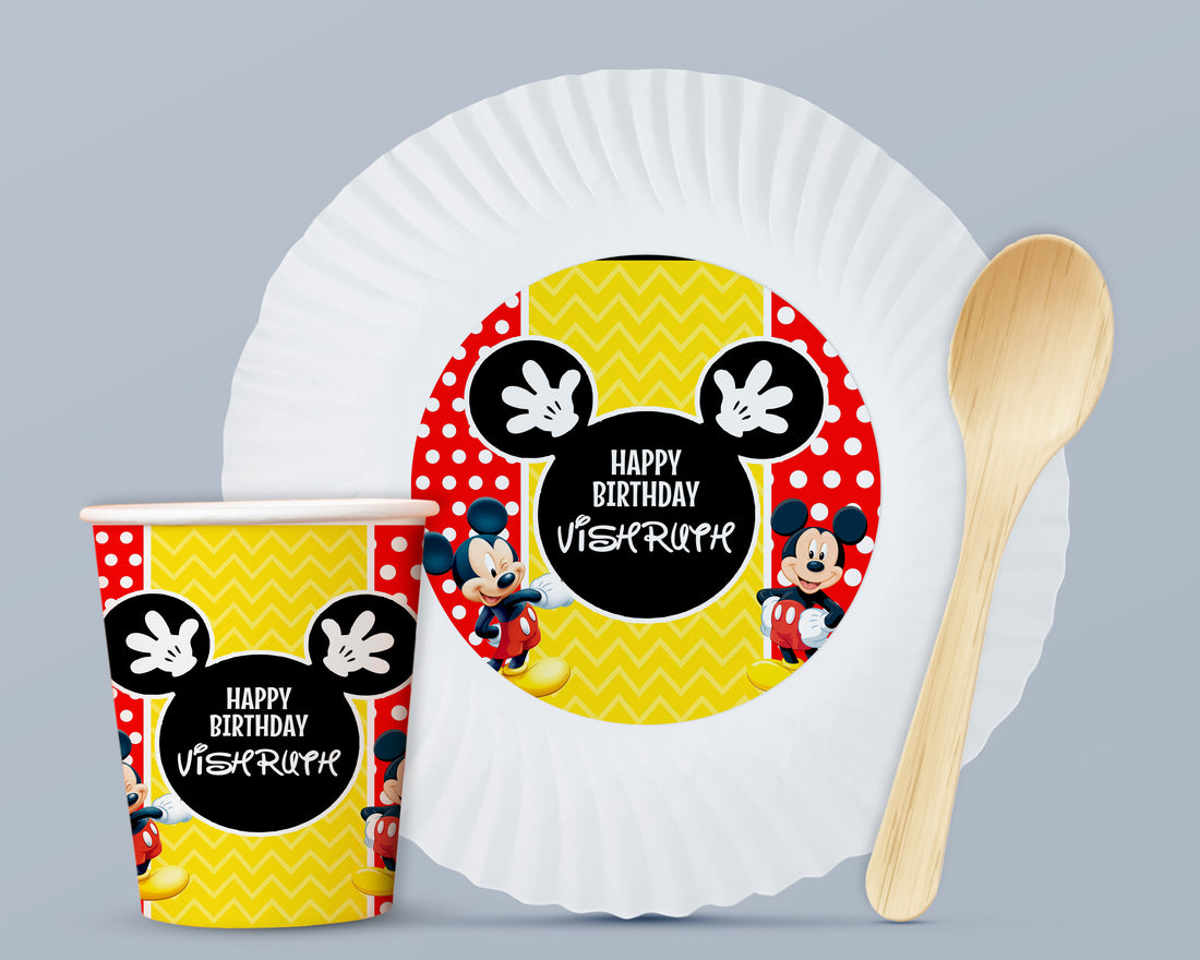 PSI Mickey Mouse Theme Party Cups and Plates Combo