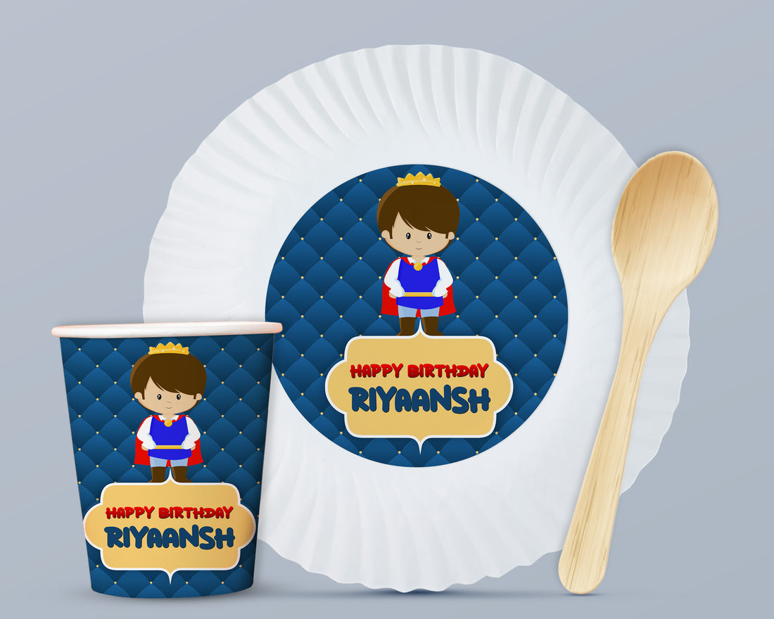 Prince Theme Party Cups and Plates Combo