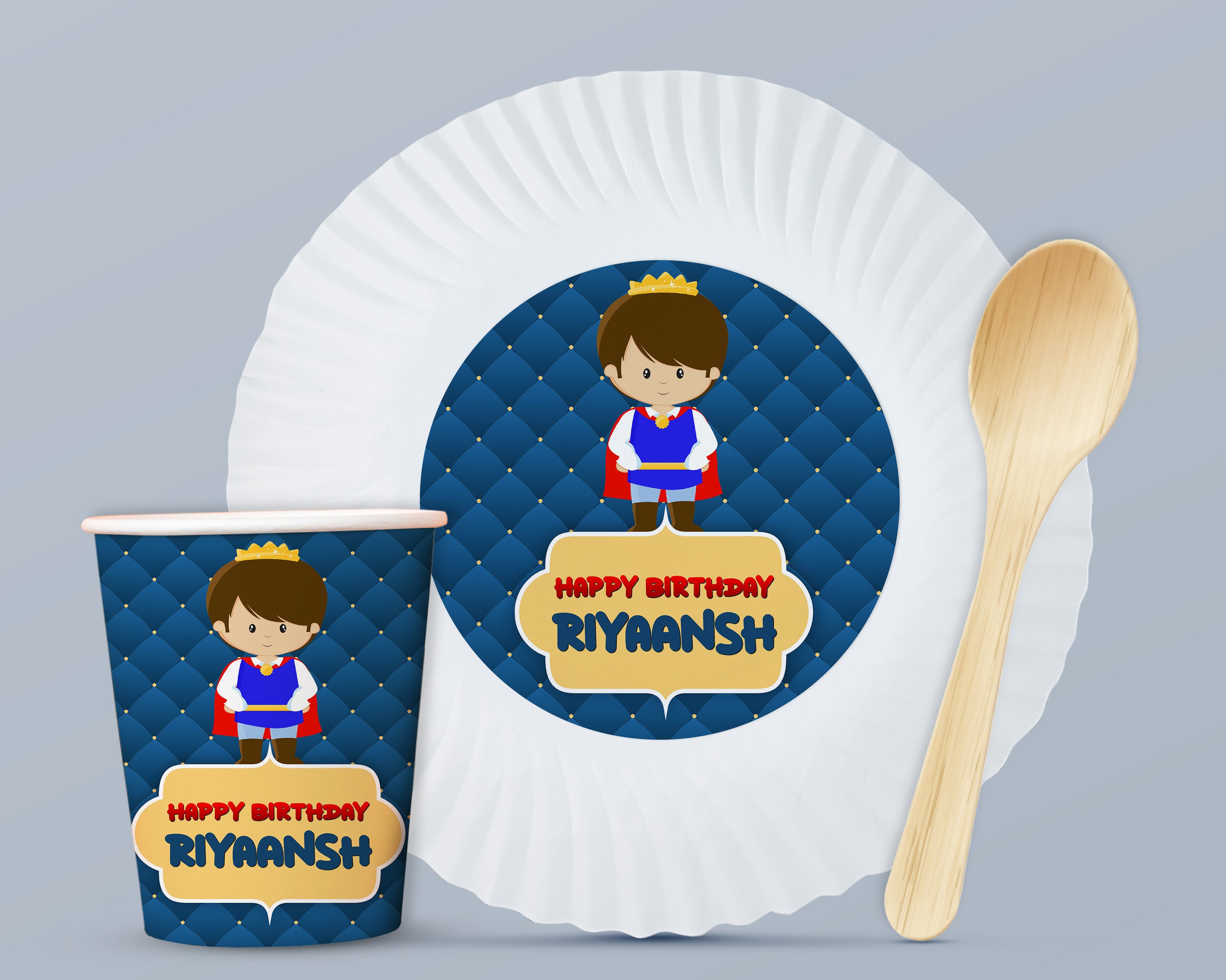 Prince Theme Party Cups and Plates Combo