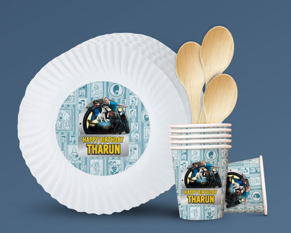 Tin Tin Theme Party Cups and Plates Combo