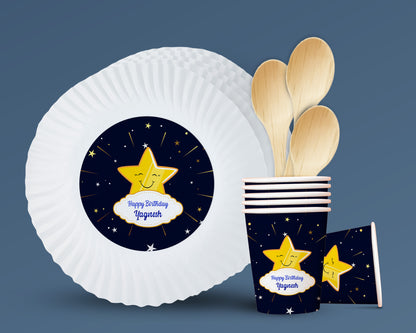 PSI Twinkle Twinkle Little Star Theme Party Cups and Plates Combo