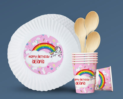 PSI Unicorn Theme Party Cups and Plates Combo