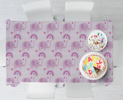 Pink Eelephant Theme Cake Tablecover