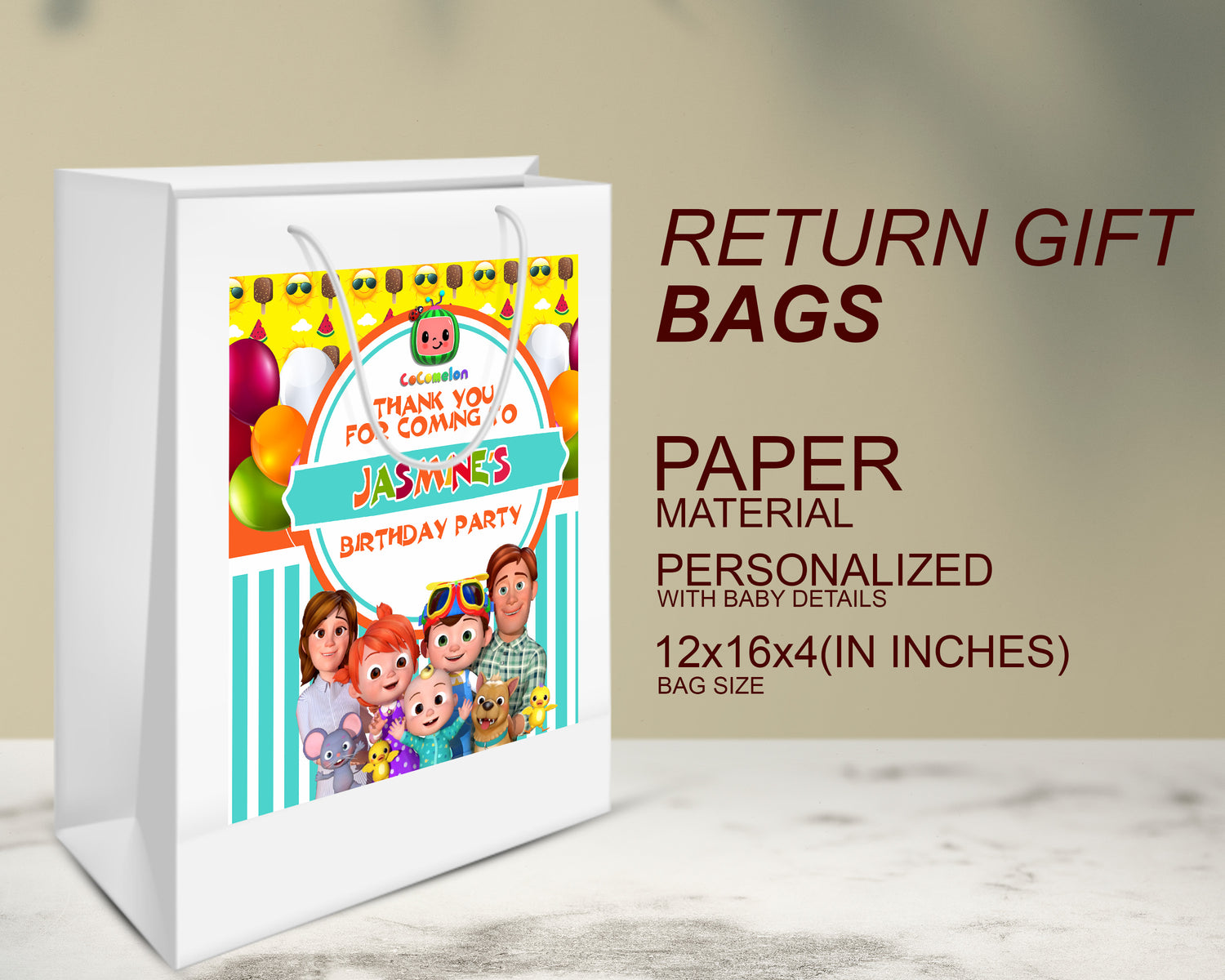 Cocomelon Girl Theme Oversized Return Gift Bag - image 3 of 5 | Party Supplies India