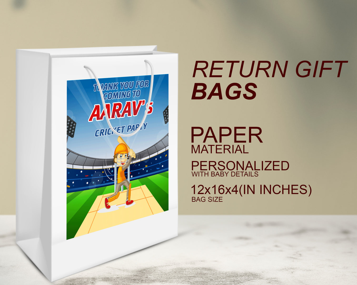 Cricket Theme Oversized Return Gift Bag