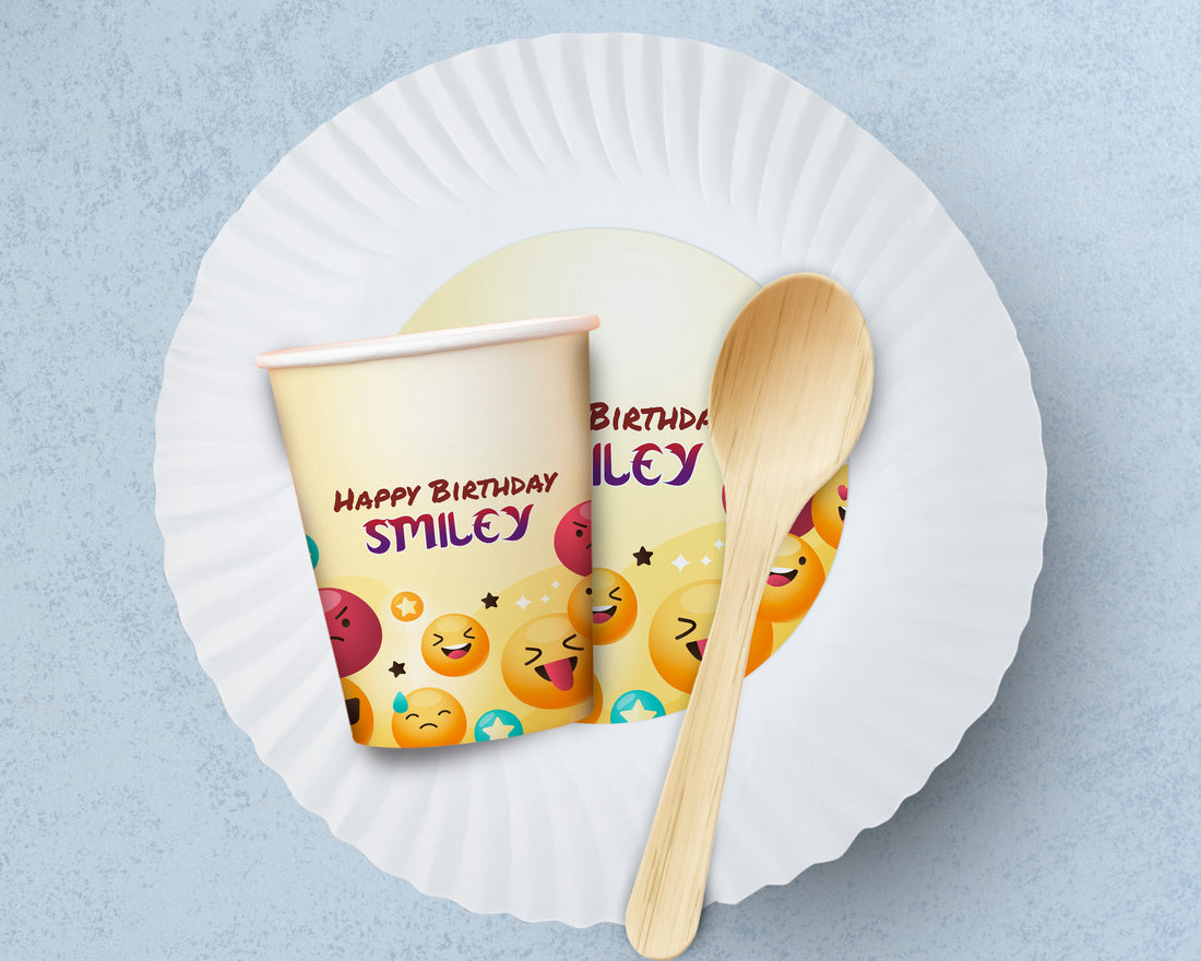PSI Emoji Theme Party Cups and Plates Combo