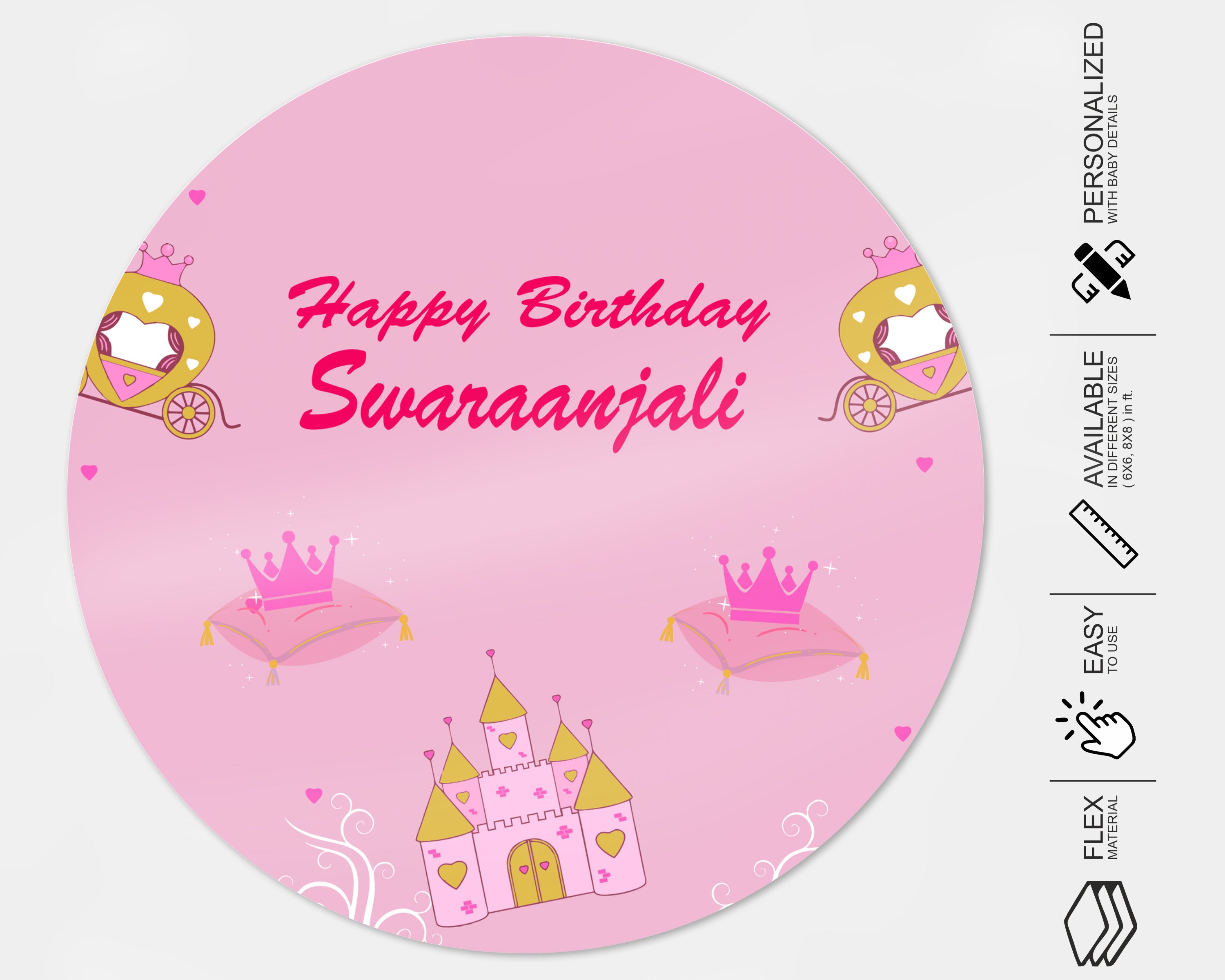 Princess Theme Personalized Round Backdrop