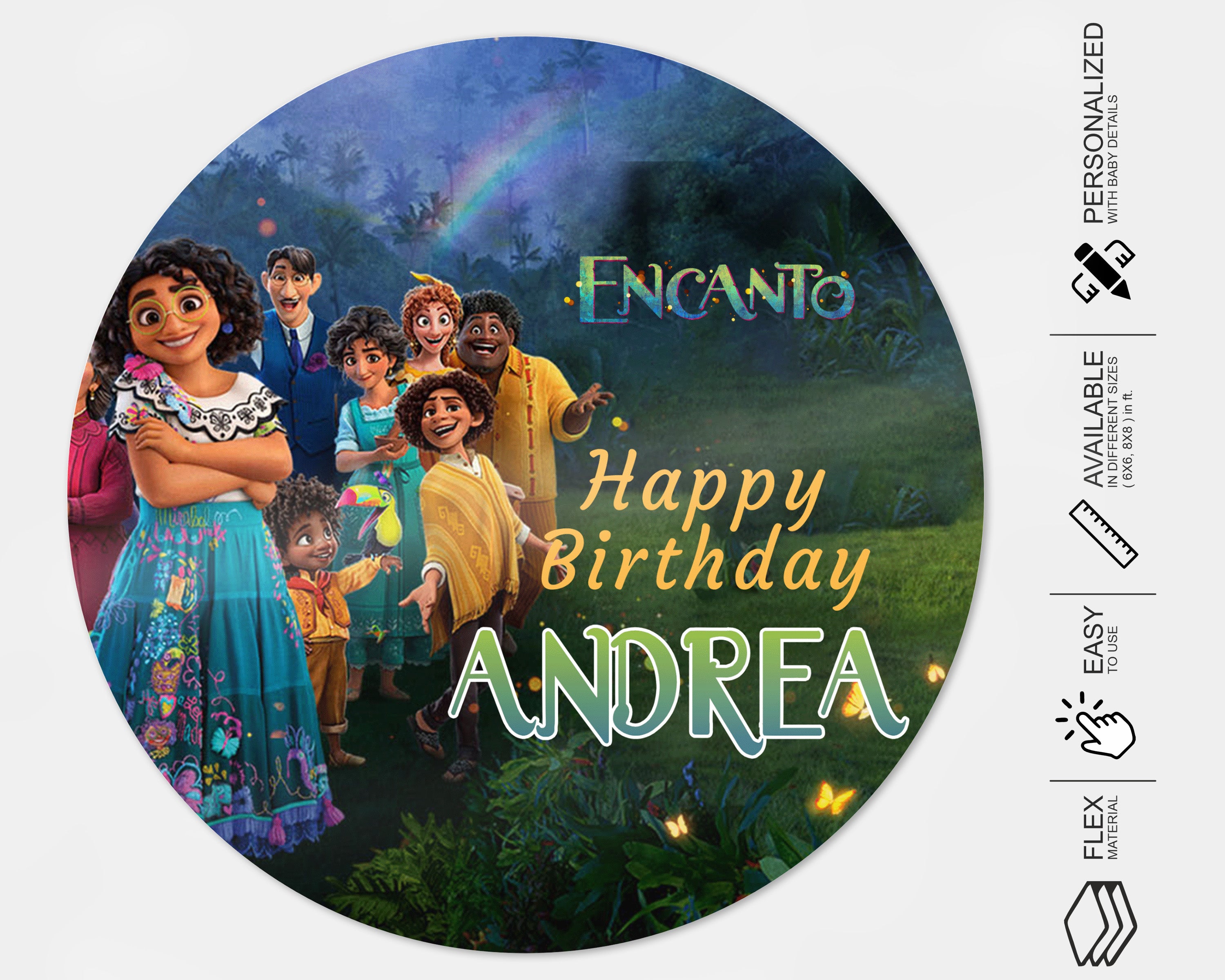 Encanto Theme Personalized Round  Backdrop - image 4 of 5 | Party Supplies India