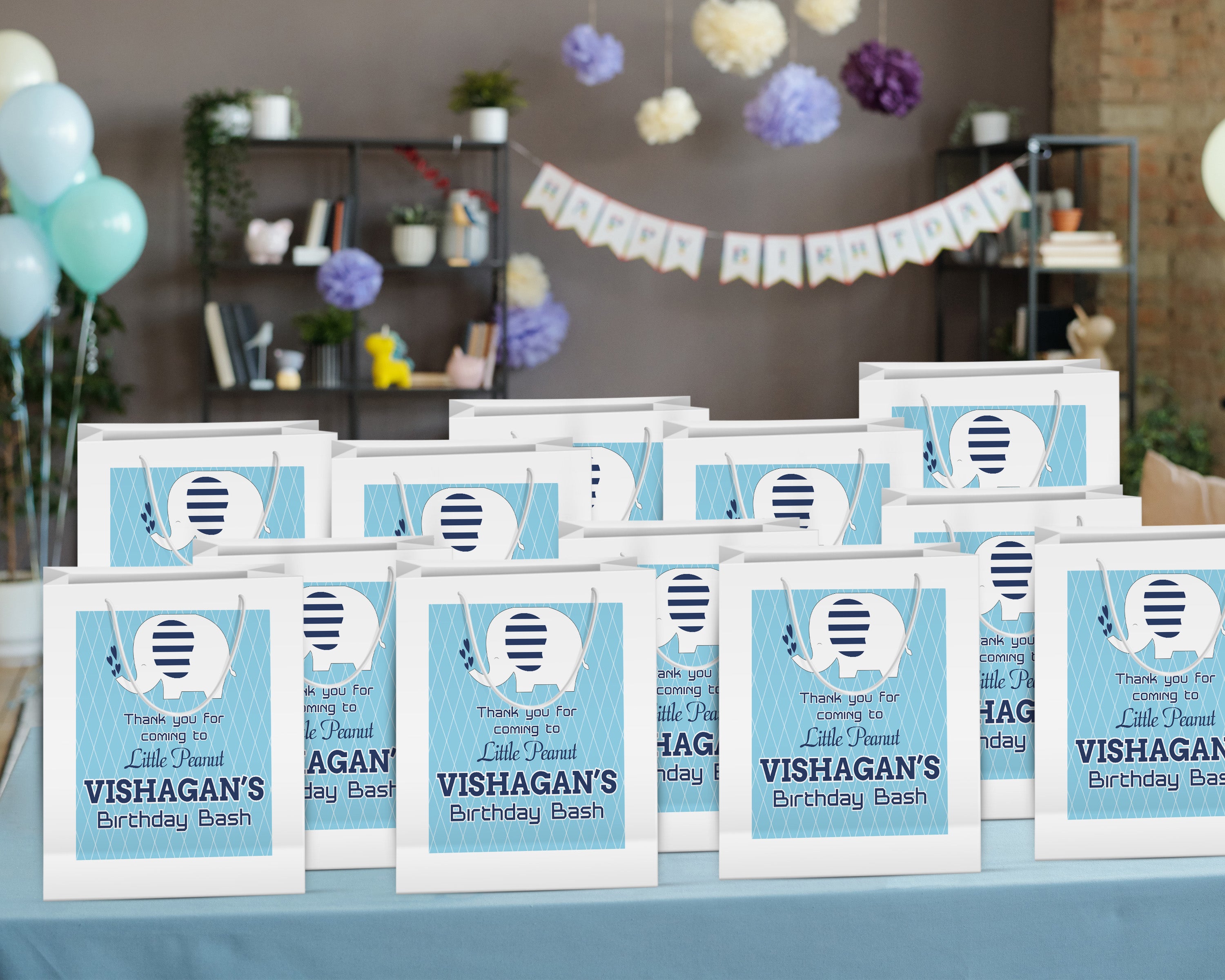Blue Elpehant Theme Oversized Return Gift Bag - image 4 of 5 | Party Supplies India