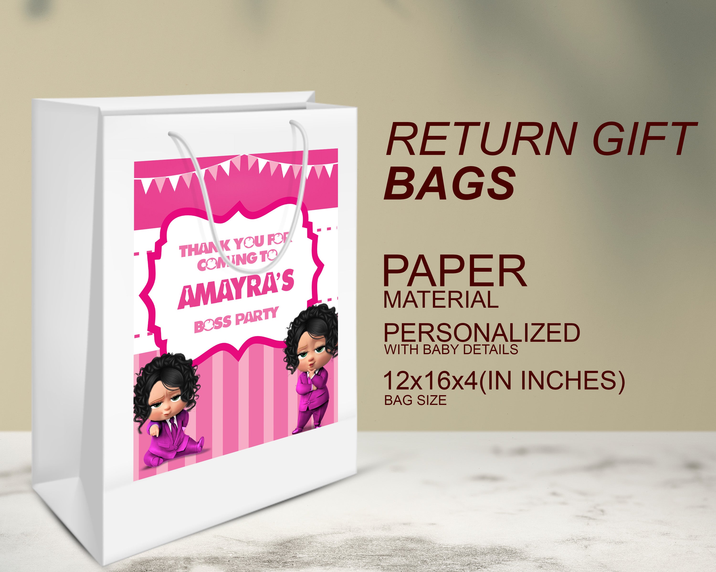 PSI Girl Boss Baby Theme Oversized Return Gift Bag
