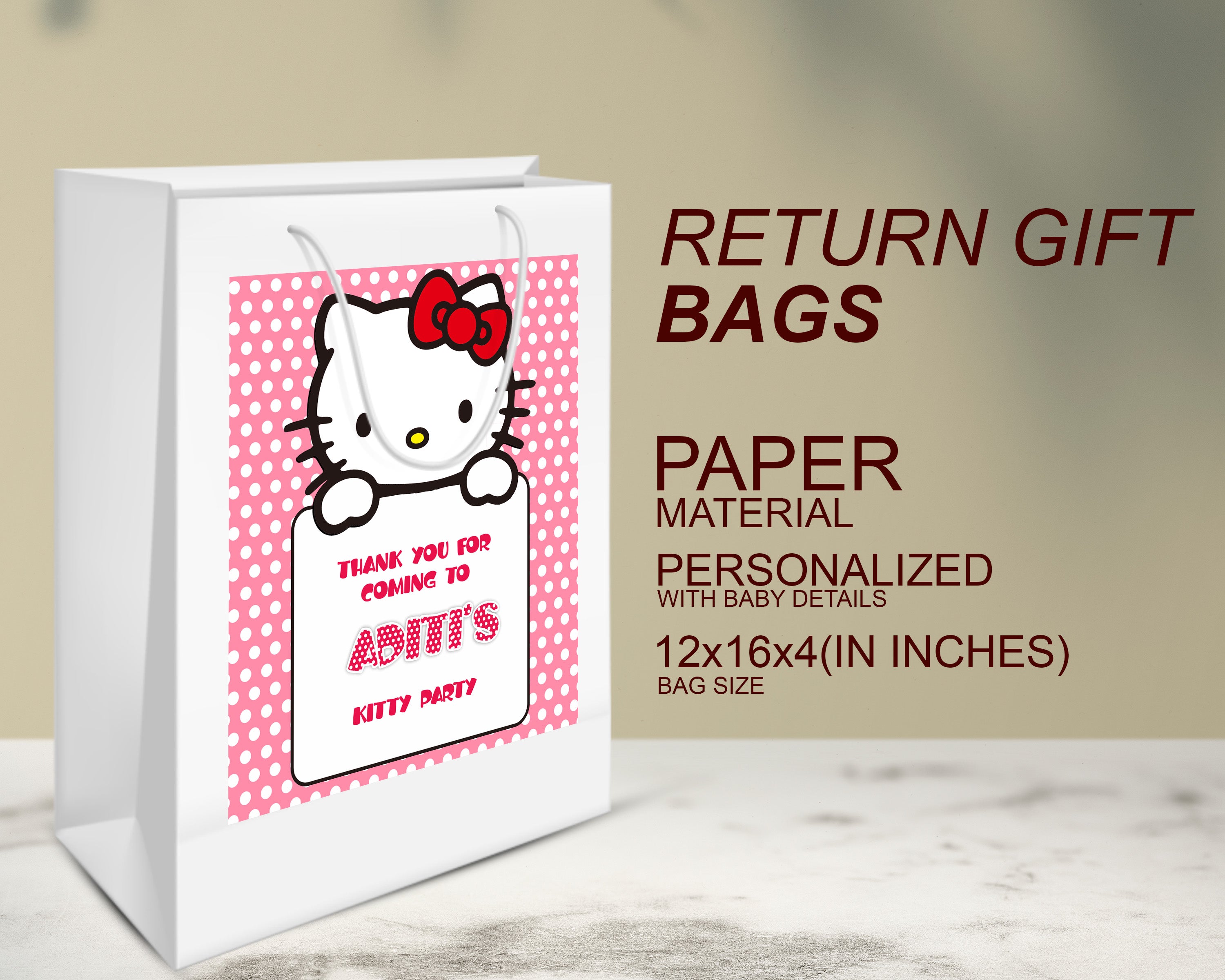 Hello Kitty Theme Oversized Return Gift Bag