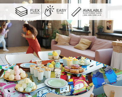 Robo Poli Theme Cake Tablecover