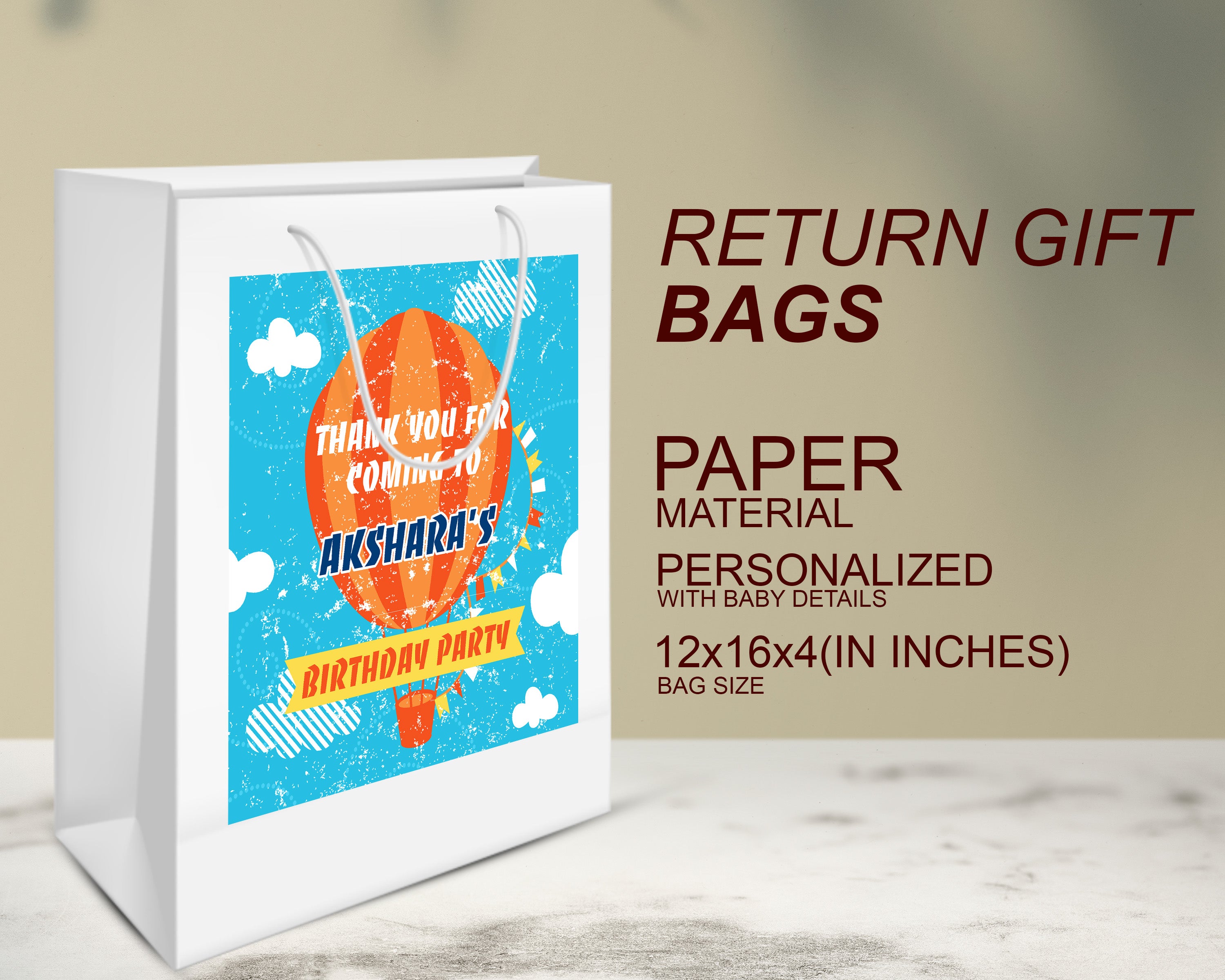 Hot Air Girl theme Oversized Return Gift Bag