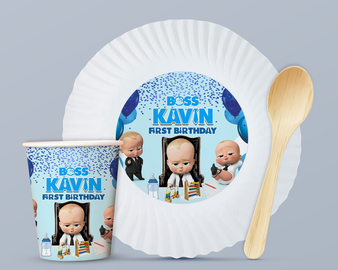 PSI Boss Baby Theme Party Cups and Plates Combo