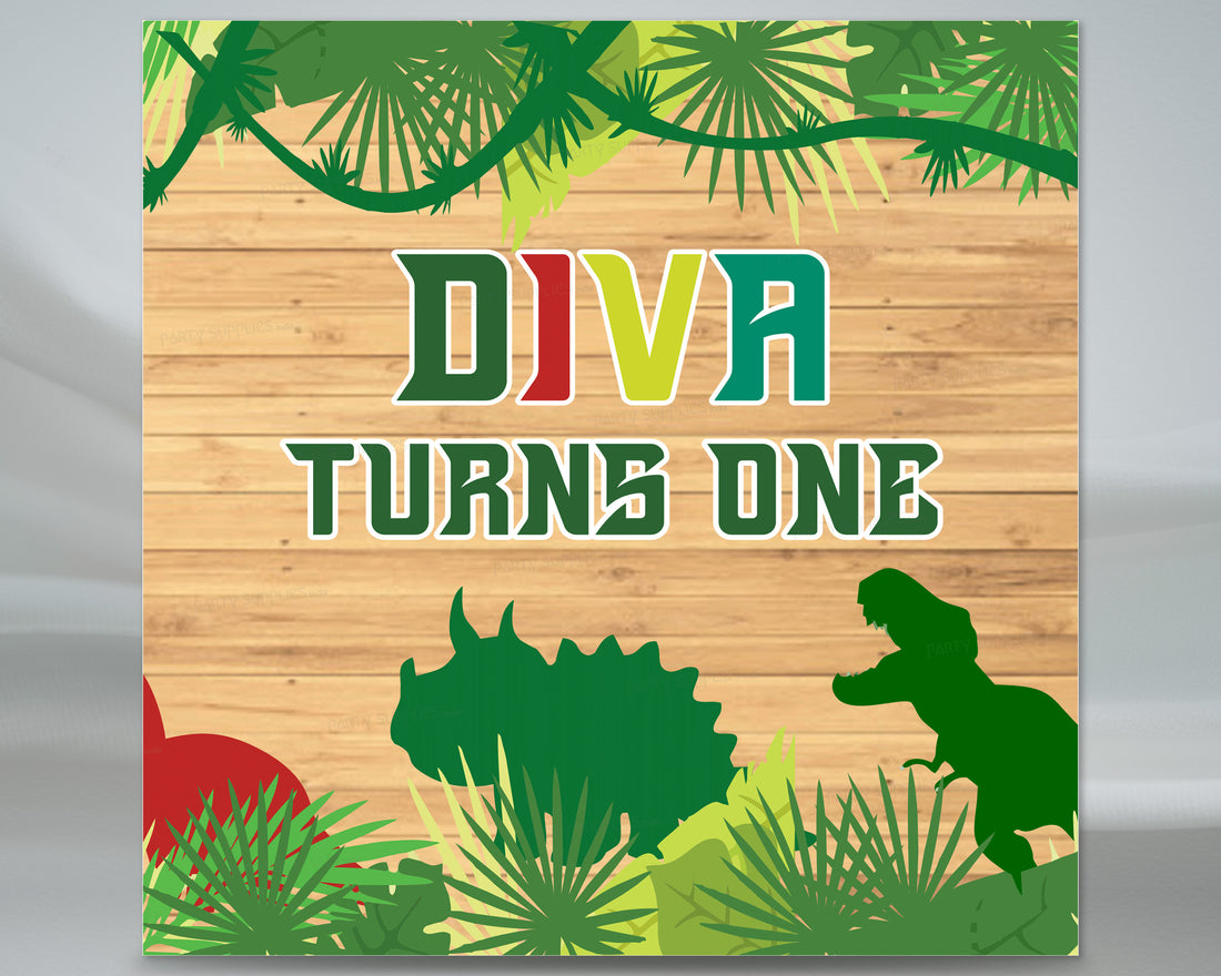 Dinosaur Theme Personalized Square Backdrop