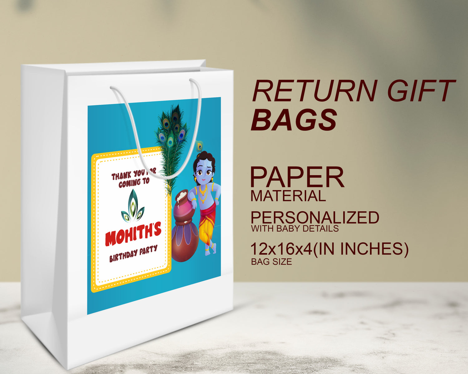 Little Krishna Theme Oversized Return Gift Bag - image 3 of 5 | Party Supplies India