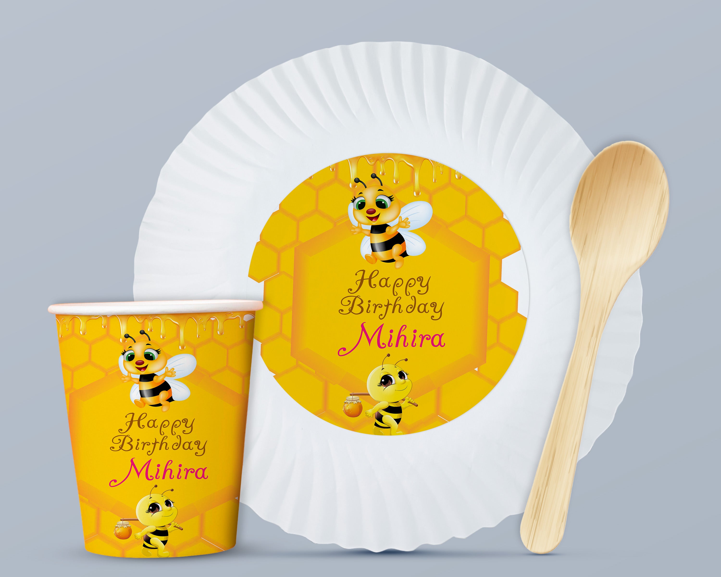 PSI Bumble Bee Theme Party Cups and Plates Combo