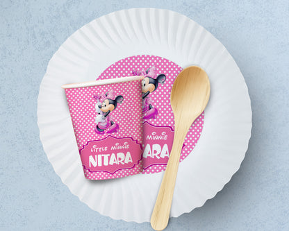 Minnie Mouse Theme Party Cups and Plates Combo