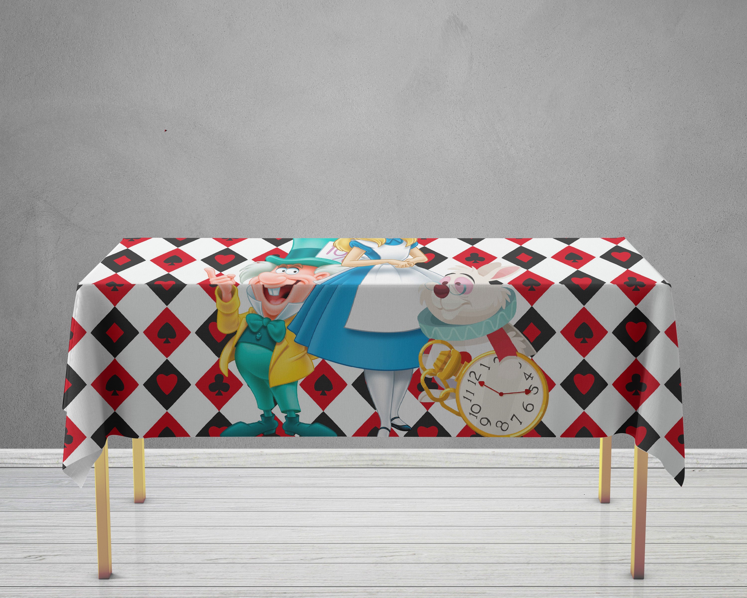 Alice In Wonderland Theme Cake Tablecover