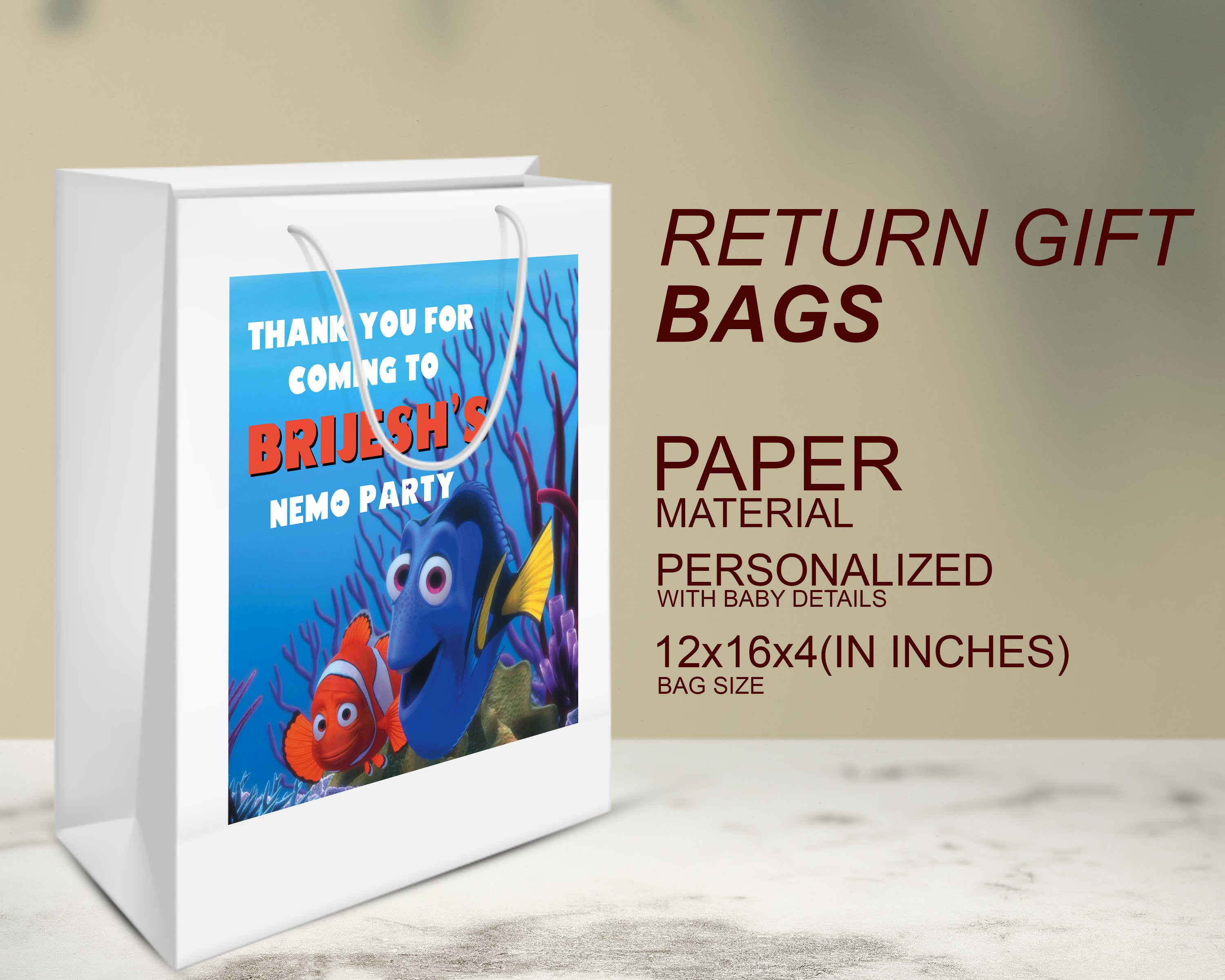 Nemo and Dory Theme Oversized Return Gift Bag