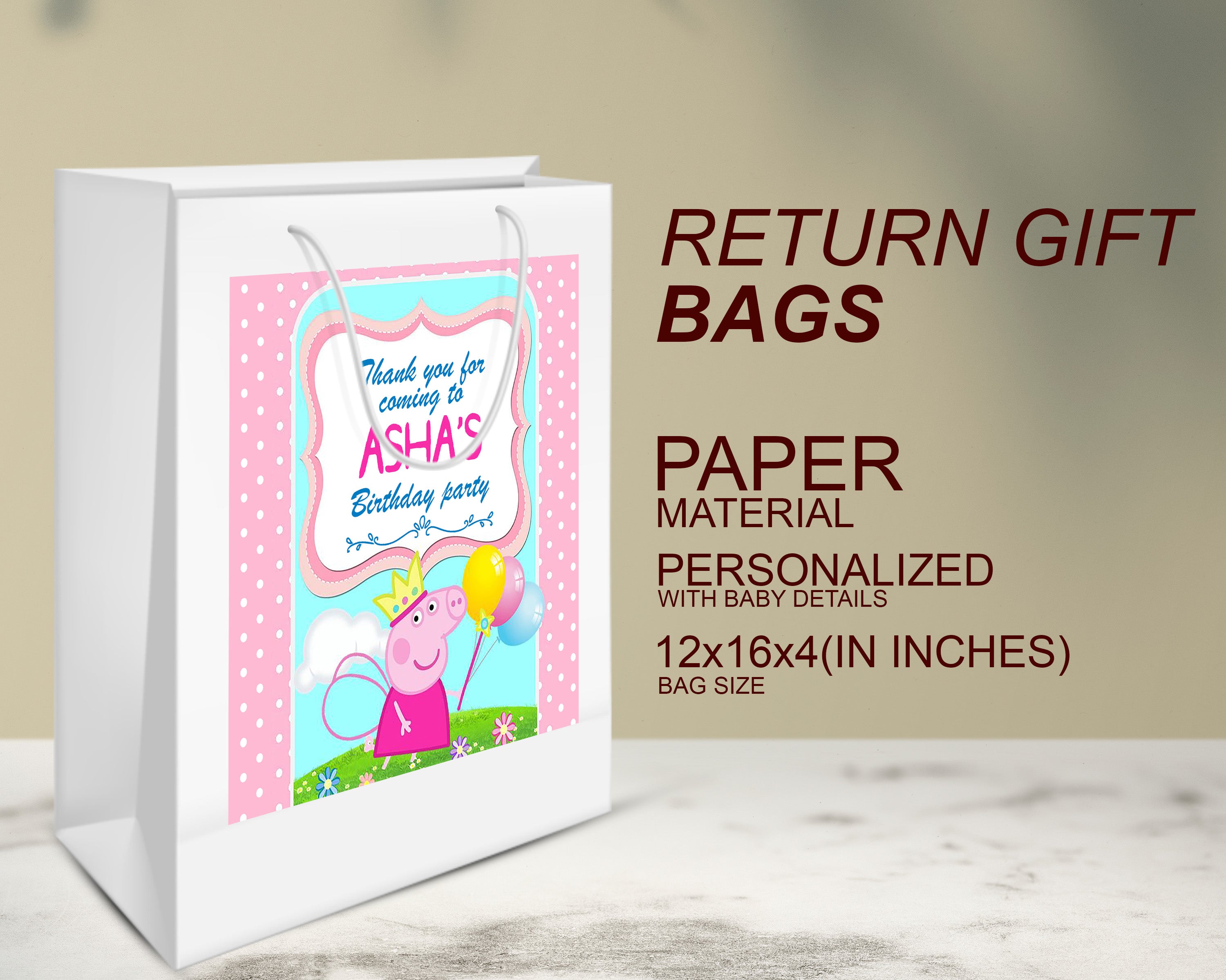 PSI Peppa Pig Girl Theme Oversized Return Gift Bag