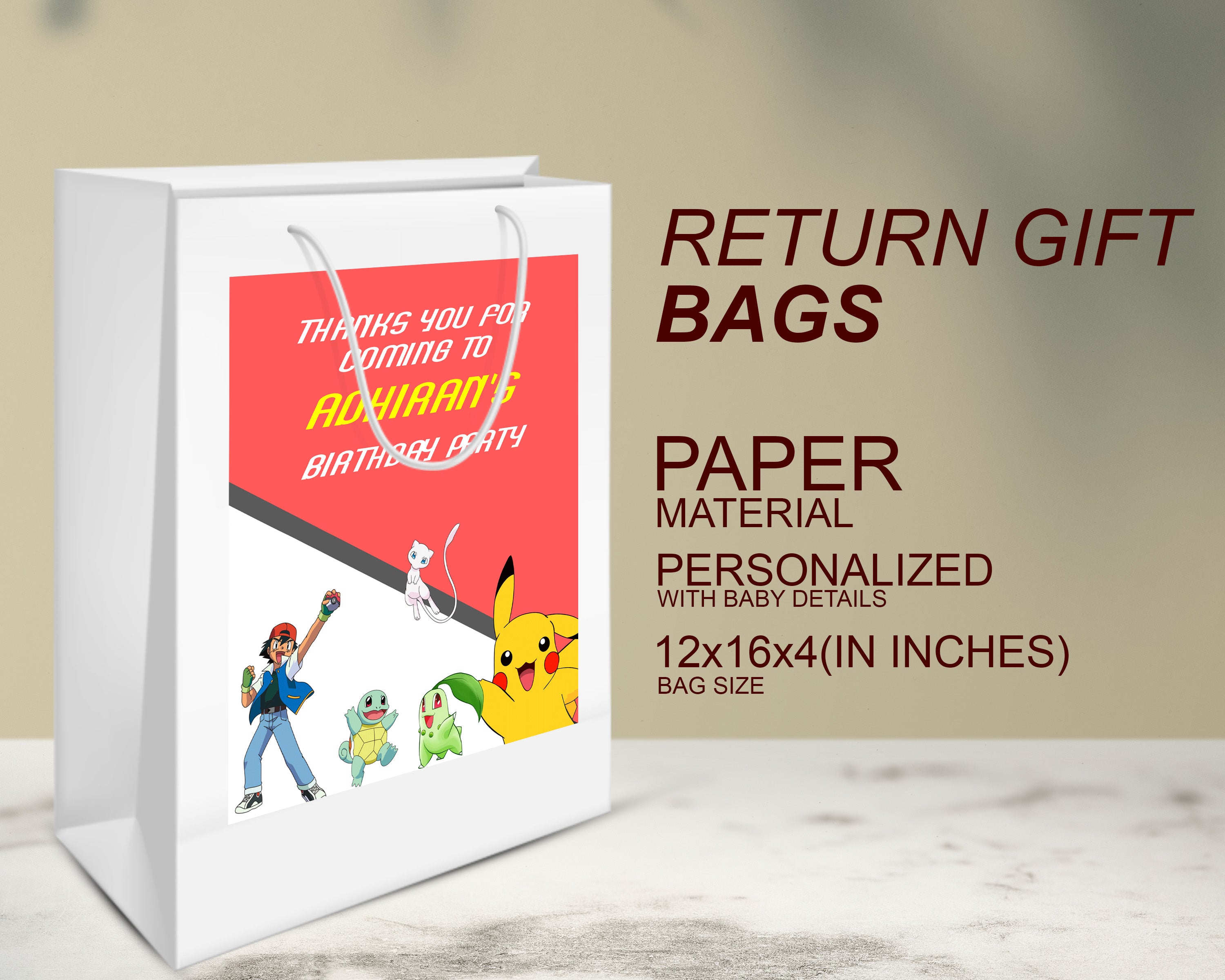Pokemon Theme Oversized Return Gift Bag