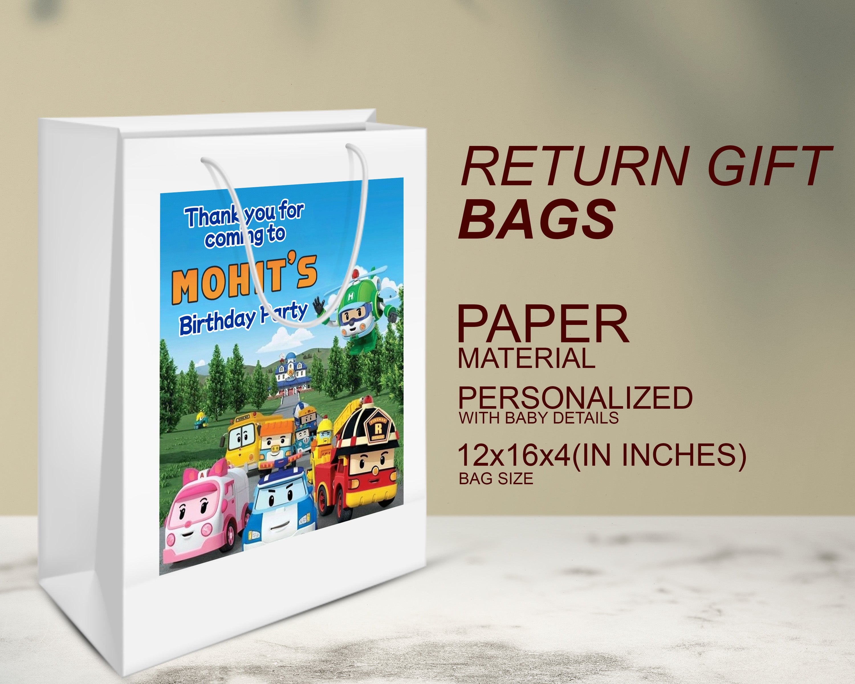 Robo Poli Theme Oversized Return Gift Bag - image 3 of 5 | Party Supplies India