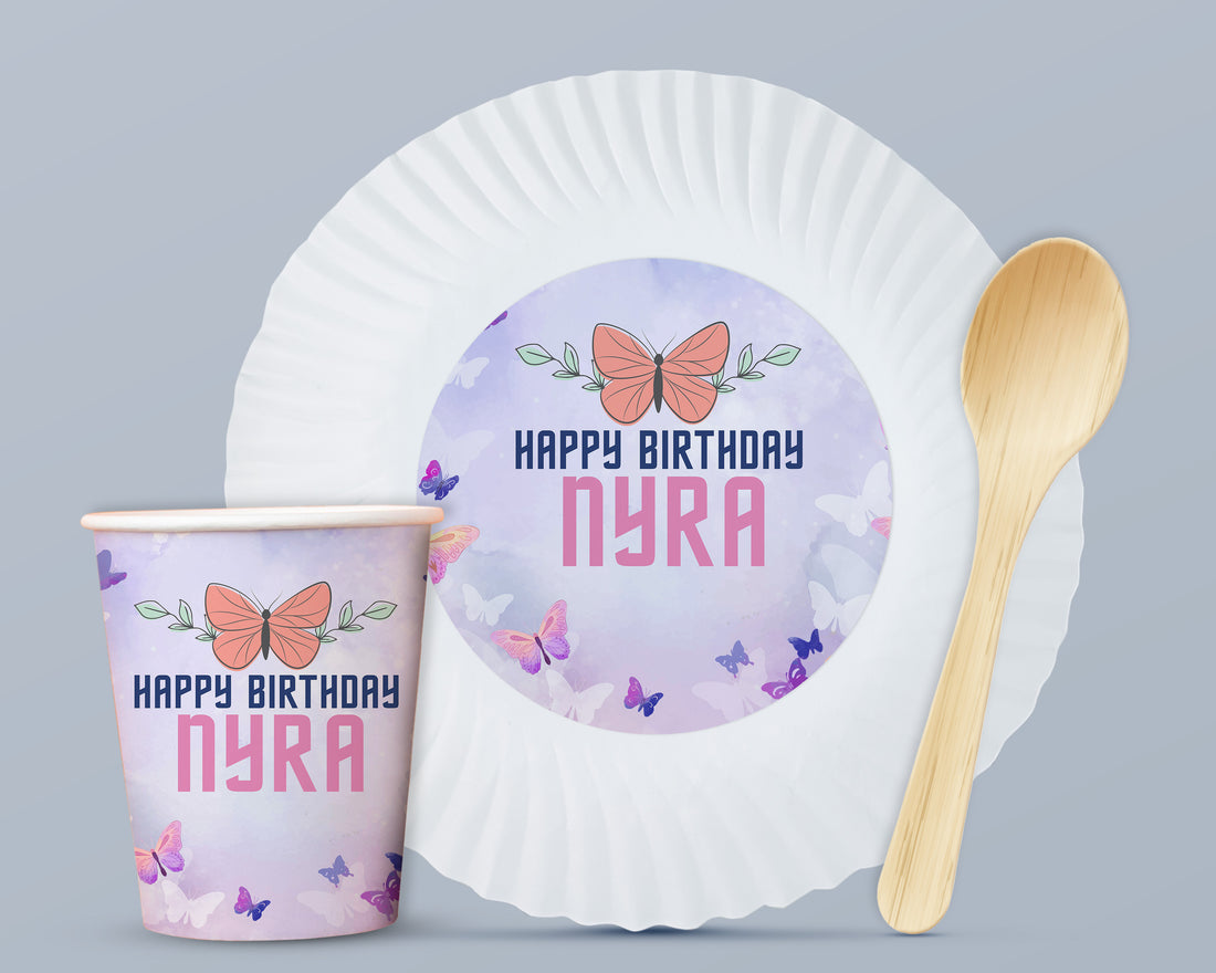 PSI Butterfly Theme Party Cups and Plates Combo