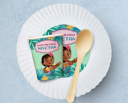 Moana Theme Party Cups and Plates Combo